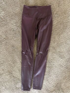 White House Black Market Faux Leather Leggings in Plum